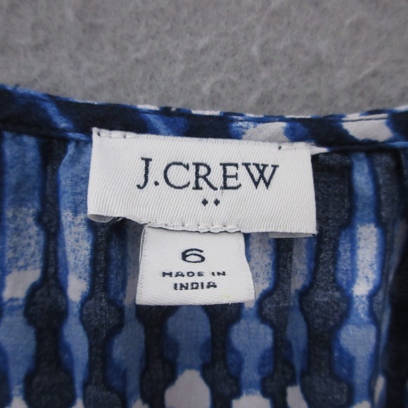 J.Crew Dress 6 Blue Tie Dye Shibori Print Midi Belted Pockets Boho Tiered Beachy - Picture 5 of 11